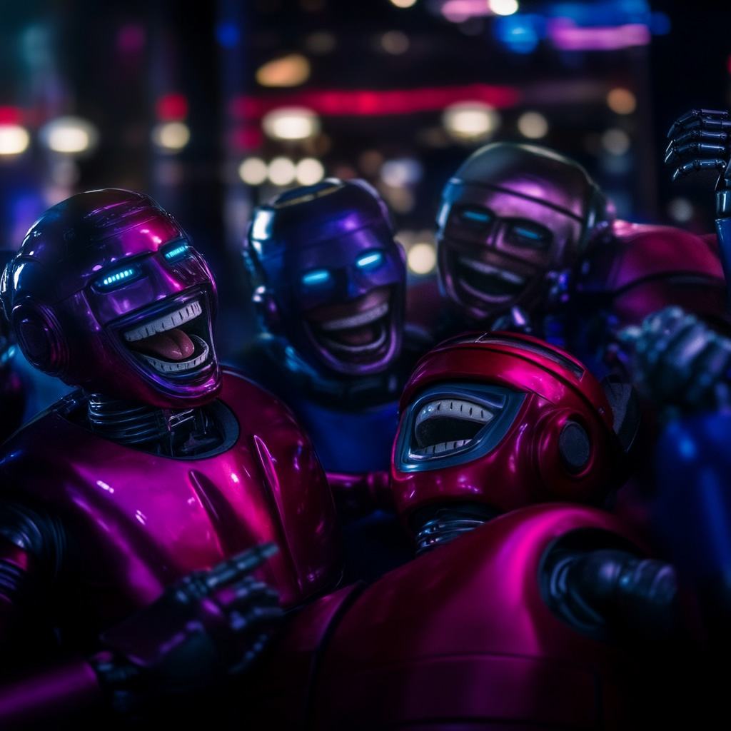 A group of robots laughing.